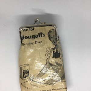 Custodia piccoli oggetti, caso accessori di bellezza, made of Real Magazine con pubblicità di farina di M'Dougall, regalo per gli amanti della cottura
