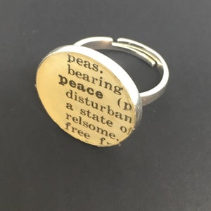 LINEA Text Ring, Anello dizionario, Regalo Unico, Gioielli di ispirazione, Sterling Silver Ring , Parola Anello, Espressione di Pace, Personalizzato Personalizzato