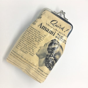 Vintage 1950 Prestige Advertisement Purse, Riciclo Trucco Pouch, Portafoglio di carta, Vintage originale, Newspaper Purse, Eco chic, Eco friendly