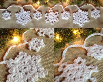 Handmade Knit Crochet Snowflake Garland - Christmas Decorations - Christmas Decor - Gift - Home Decor - Festive - MADE TO ORDER