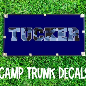 Personalized Camp Trunk Decal - Camo - Sports - Boys Name - Summer Camp