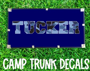 Personalized Camp Trunk Decal - Camo - Sports - Boys Name - Summer Camp