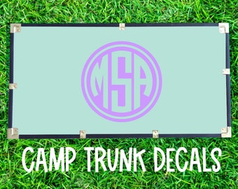Custom Camp Trunk Monogram Decal.  Summer Camp Gear.  Footlocker.  Camp Monogram Decal. Personalized Camp Trunk.  Sticker.  Name.