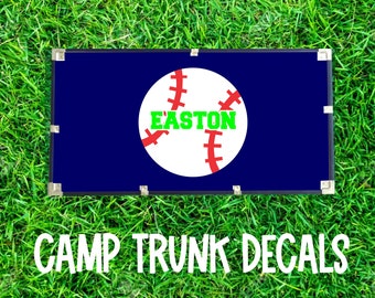 Personalized Baseball Decal. Boys Camp Trunk Decal.  Custom Baseball Team sticker.