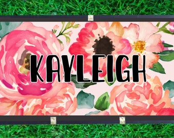 Custom Camp Trunk Design.  Personalized Girls Floral Summer Camp Gear.