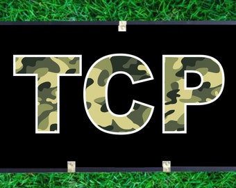 Custom Camp Trunk.  Summer Camp Gear.  Boys Camo.  Footlocker.  Camp Monogram Decal. Personalized Camp Trunk.  Sticker.  Name.