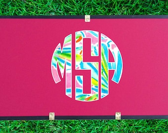Custom Floral Monogram Decal for Summer Camp Trunk