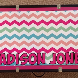 Custom Chevron Camp Trunk Design. Camp Trunk Sticker. Personalized Camp Trunk. Monogram. Name.