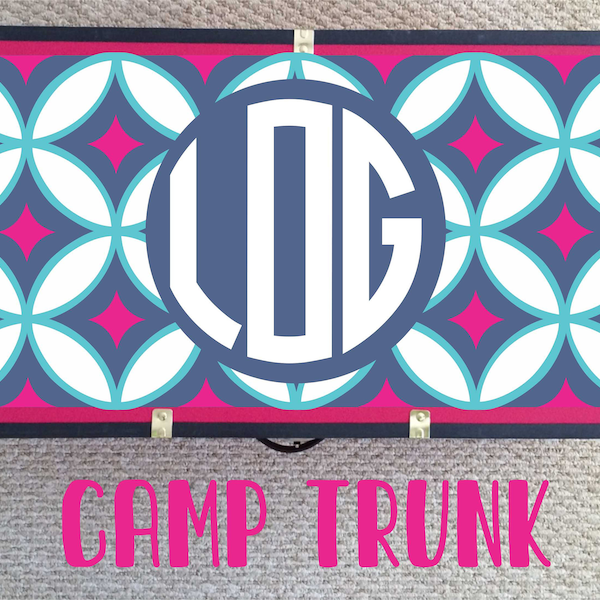 Girls Camp Trunk.  Summer Camp Gear.  Footlocker.  Camp Monogram Decal. Personalized Camp Trunk.  Sticker.  Name.