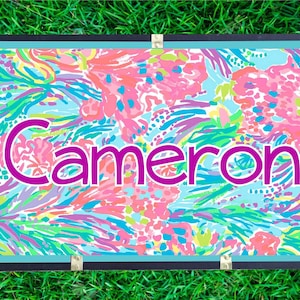 Personalized Summer Camp Trunk Decal.  Custom Girl&#39;s Floral Name Sticker.