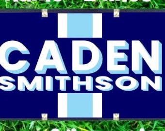 Camp Trunk Name Sticker with Stripes. Summer Camp Name Vinyl Decal Decor. Preppy Personalized Name Sticker. Camp Trunk Monogram.