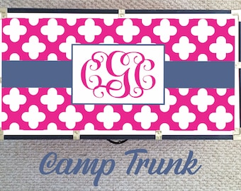 Cute Camp Trunk Design.  Footlocker Decal.  Personalized Trunk Decoration. Camp Sticker. Name.