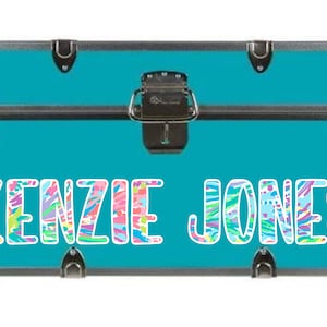 Girls Name. Floral Pattern. Camp Trunk Name.  Summer Camp Decal. Sticker.