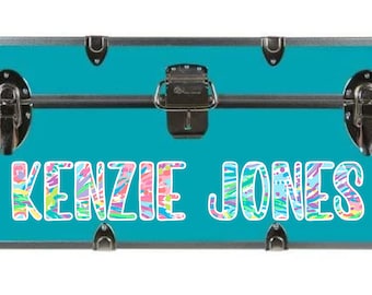 Girls Name. Floral Pattern. Camp Trunk Name.  Summer Camp Decal. Sticker.
