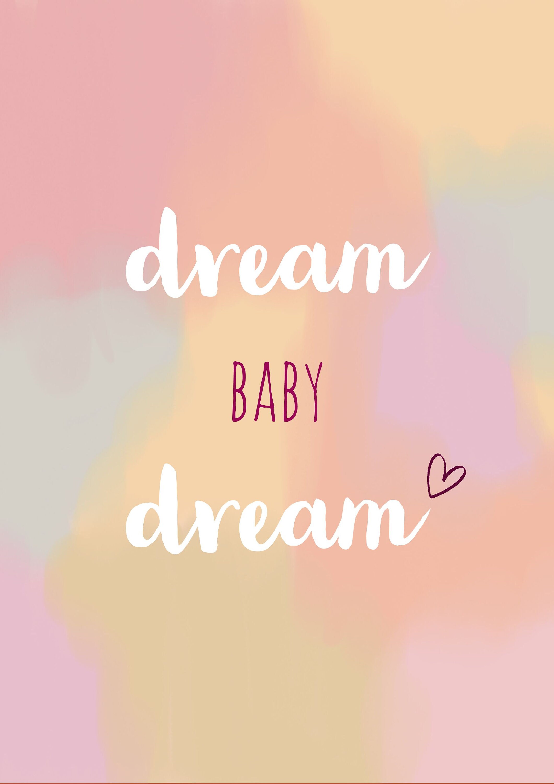 Dream baby dream quote bedroom poster pastel print lullaby Etsy