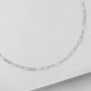 Mini Paperclip Necklace - Silver | Sterling Silver Chain | link chain | Silver necklace | Silver Paperclip chain | Silver elongated Chain