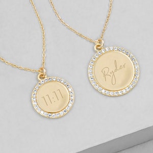 Sparkle Name Coin Necklace - GOLD | Personalized Name Necklace | Initial Necklace | Engraved Necklace | Gold Name Necklace