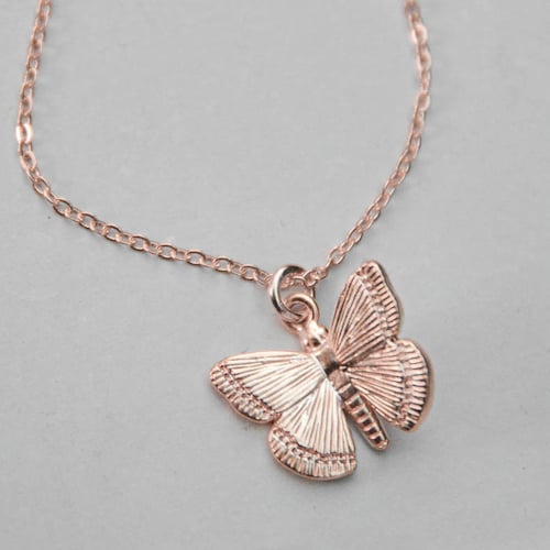 Butterfly Necklace ROSE GOLD Butterfly Charm Necklace Etsy