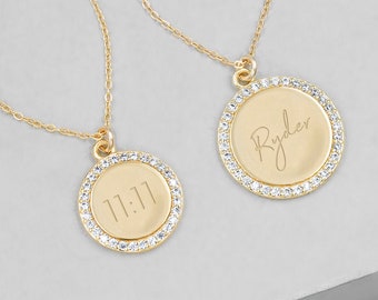 Sparkle Name Coin Necklace - GOLD | Personalized Name Necklace | Initial Necklace | Engraved Necklace | Gold Name Necklace