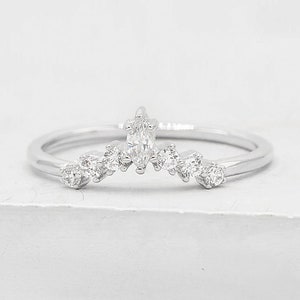 Marquise V Ring - Silver | V Chevron Ring | V Stacking Ring | Promise Ring | Wedding Band | Ring Holder | Marquise Ring