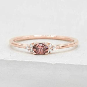 Dainty Oval Ring - Rose Gold + Pink | Oval Cut Stacking Ring | promise ring | wedding engagement ring | Friendship Ring  Small Stacking Ring