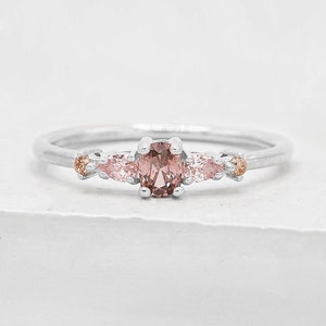 Vintage Inspired Ring - Silver + Pink |  Stacking Ring, thin band - RHODOLITE, pink stone ring, promise ring,engagement ring | R1056SPNK