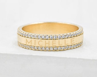 Eternity Ring - Gold | Ring mit Gravur | Monogramm Siegelring | Initial Ring | Personalisiertes Geschenk Gold Siegelring