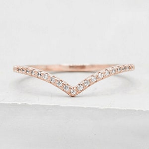 Thin 1.3mm V Chevron Ring - Rose Gold | Promise Ring | Stacking V Ring | temporary wedding Ring | Friendship ring | Thin Stacking Ring