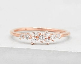 Twilight Cluster Ring - Rose Gold - Dainty Stacking Ring - promise ring, wedding ring, friendship ring, star ring