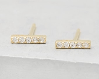 Bar Studs - GOLD | Mini Bar Studs |  Bar Earrings | Vermeil Studs | Line Earrings | Bar Stud Earrings