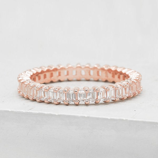 Vertical Baguette Eternity Band - ROSE GOLD - stacking ring, promise ring, engagement ring, wedding ring, full eternity band