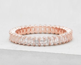 Vertical Baguette Eternity Band - ROSE GOLD - stacking ring, promise ring, engagement ring, wedding ring, full eternity band