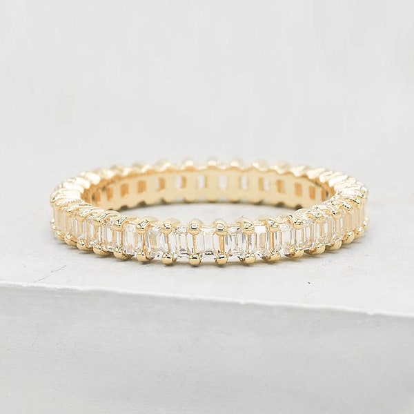 Vertical Baguette Eternity Band - GOLD - stacking ring, promise ring, engagement ring, wedding ring, full eternity band