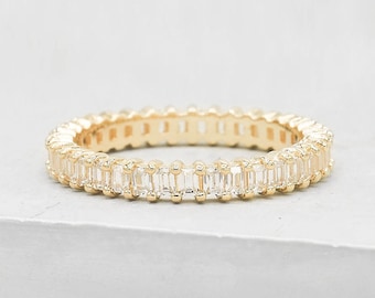 Vertical Baguette Eternity Band - GOLD - stacking ring, promise ring, engagement ring, wedding ring, full eternity band
