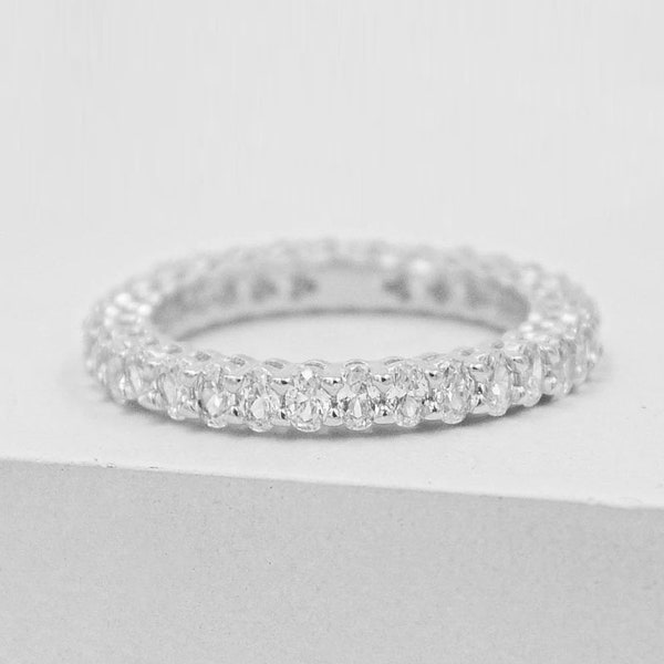 Oval Eternity Band - Silver | thick stacking ring | promise ring | engagement ring | wedding ring | full eternity band