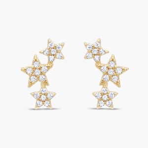 3 Star Studs - Ear Climber | Star Earrings |Celestial Studs | Star Studs | Ear Crawler