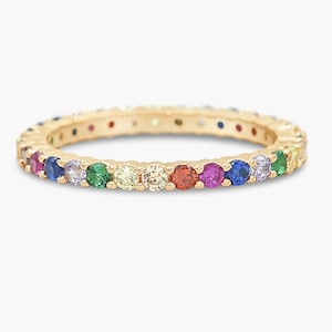 Rainbow Eternity Stacking Ring - Full Eternity Band