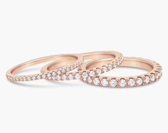 Full Eternity Band - Rose Gold - Sizes 3-10 - Thin Eternity Ring, Promise Ring, Wedding Ring, Engagement Ring, Bridal Ring