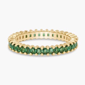 Emerald Green Baguette Eternity Band – Stacking Ring