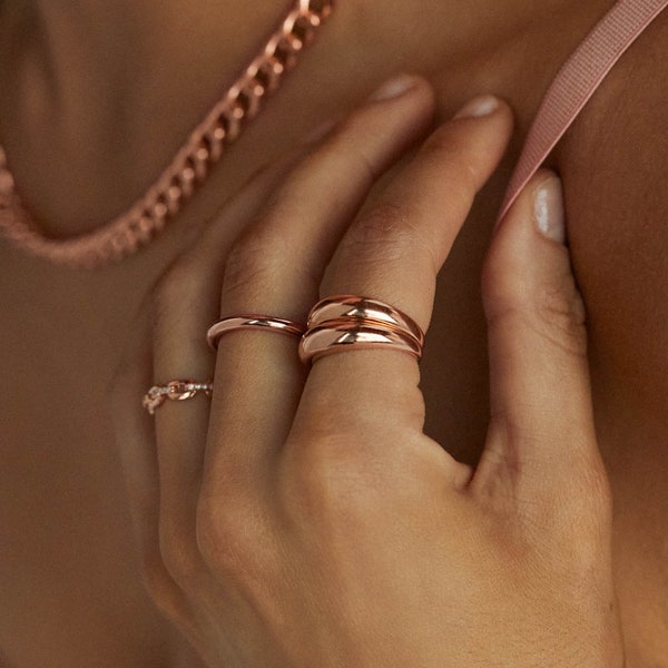 Dome Ring - Rose Gold | Dainty Stacking Ring | Promise ring | Wedding Ring | Friendship Ring | Gift for Her | Birthday Ring | Wide Ring