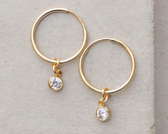 CZ Hoop Earrings | Cubic Zirconia Drop earrings | Layering Earrings | Ear stack | Gold Filled Hoops | Silver Hoops | E3022G