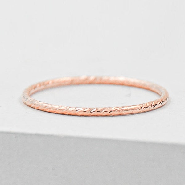 1mm Sparkle Stacker - Rose Gold Filled | Thin Rose Gold Band | Rose Gold Filled Stacking Band | Minimal Rose Gold Band | Pinky Ring