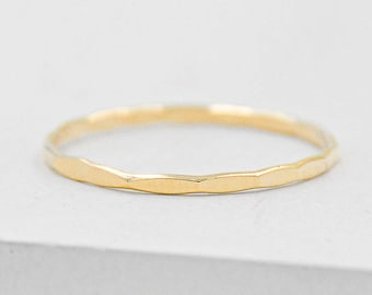 1.5mm  Hammered Stacker - Gold Filled | | Thin Gold Band | Gold Filled Stacking Band | Minimal Gold Band | Midi Ring