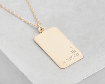 Personalized Tag Necklace - Gold Filled | Custom Tag Necklace | Personalized Bar Necklace | Engraved ID Tag | Gold Name Necklace