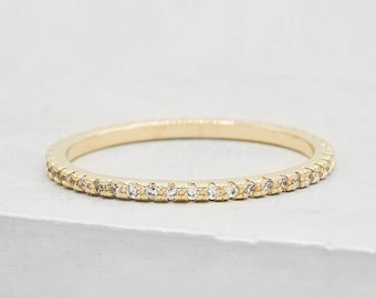 Ultra Thin FULL Eternity Band - Gold - FULL Band - Stacking Ring, Eternity Ring, Promise ring, Wedding Ring, Engagement Ring | R1040G