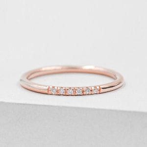 Petite Stacking Ring - Rose Gold | Mini Eternity Band | Ring with 6 micropave CZ Stones | Thin Ring | Promise Ring | Dainty Ring