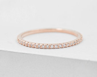 Ultra Thin FULL Eternity Band - Rose Gold - FULL Band - Stacking Ring, Eternity Ring, Promise ring, Wedding Ring, Engagement Ring | R1040G