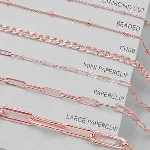 Custom Rose Gold Filled Chain Choker Necklace - Choose your own chain, beaded chain, satellite chain, bar chain, curb chain, paperclip chain