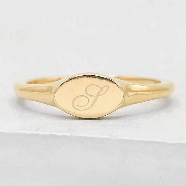 Anillo de sello - Oro / Anillo grabado / Anillo de sello con monograma / Anillo grabado con inicial / Regalo personalizado / R1059G