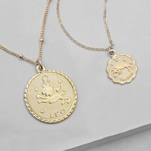 Zodiac Necklace - Gold | Gold Zodiac Necklace | Horoscope Necklace | Zodiac Coin Necklace | Dainty Zodiac Jewelry | Birthday Necklace